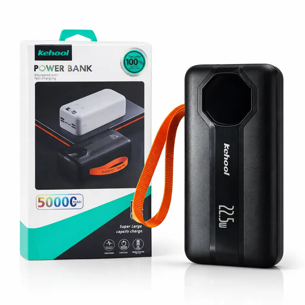Kehool 20,000mAh Fast Charging Power Bank – 22.5W | Built-In Cable | LED Display | Emergency Light