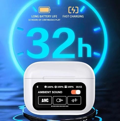A9 Pro Airpods with touch display, ANC Feature, Extra Bass and Long Battery life (Latest Generation)