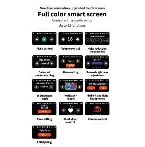 A9 Pro Airpods with touch display, ANC Feature, Extra Bass and Long Battery life (Latest Generation)