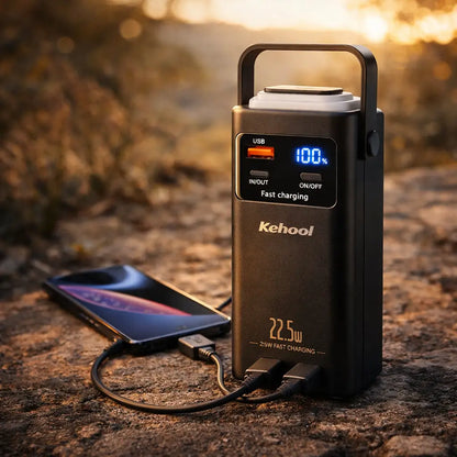 Kehool 20,000mAh Fast Charging Power Bank – 22.5W | Built-In Cable | LED Display | Emergency Light