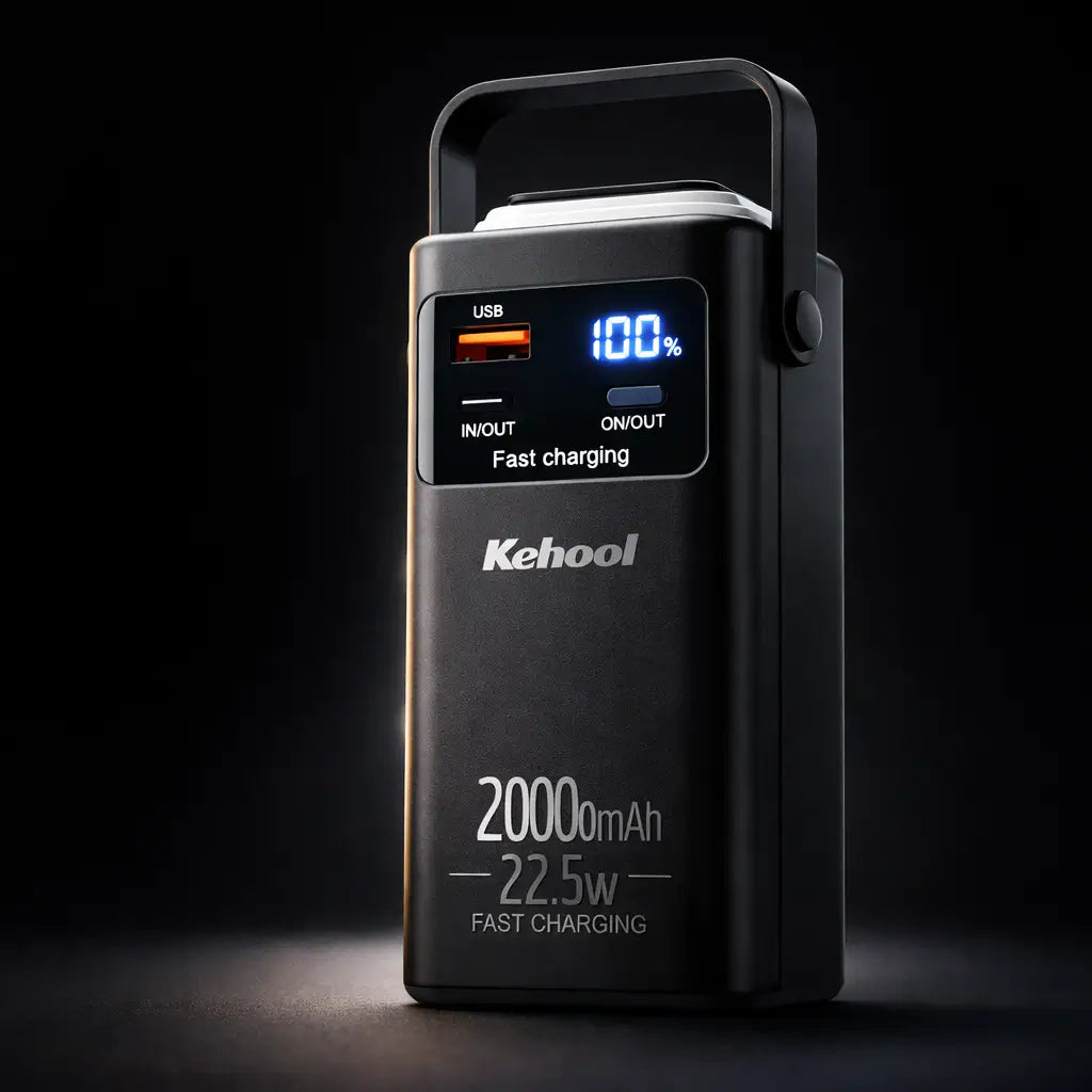 Kehool 20,000mAh Fast Charging Power Bank – 22.5W | Built-In Cable | LED Display | Emergency Light