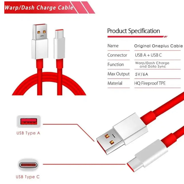 Pack of 2 : 30w OnePlus Supervooc with Supervooc supported Cable