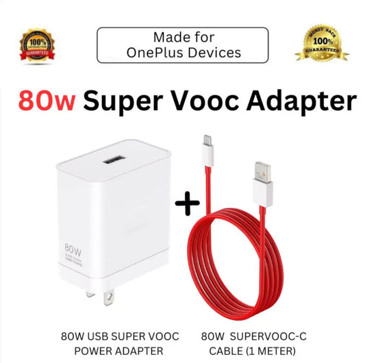 Pack of 2 : 80w OnePlus Supervooc with Supervooc supported Cable