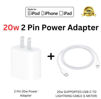 Pack of 2 : 20w 2 Pin Original Adapter with 20w Supported Cable