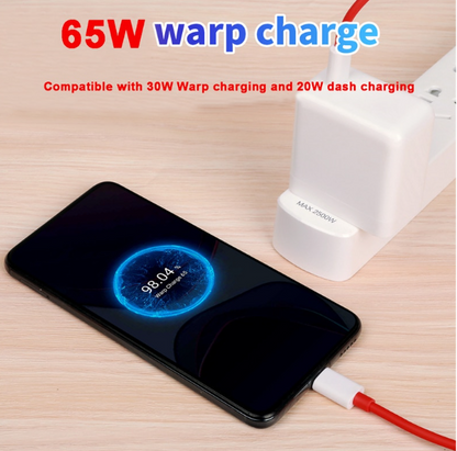 Oneplus 100% Orignel Charger 65W Super Vooc Adapter + Cable PD Warp Charger for all One Plus Model