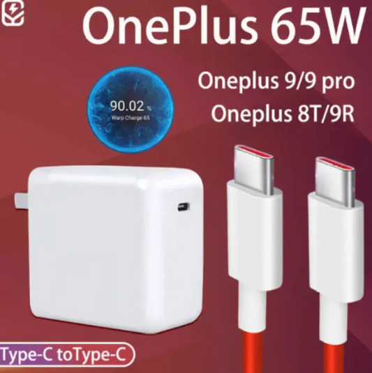 Oneplus 100% Orignel Charger 65W Super Vooc Adapter + Cable PD Warp Charger for all One Plus Model