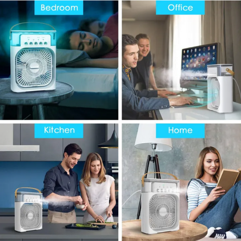 Mini Air Cooler Portable Air Conditioner Fan with Ice Tray 3in1 Mini Air Cooler & Humidifier Speedy,Ac Fan for Small Room, Office, Car, Camping