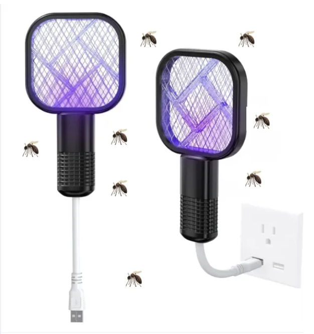 Mini USB Electric Mosquito Racket, Rechargeable Summer Fly Swatters Trap, Mosquito Swatter UV Light Sharp Sparking Racket