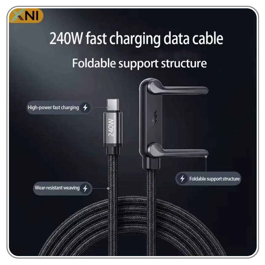 2-in-1 USB-C Charging Cable & Phone Holder (240W)