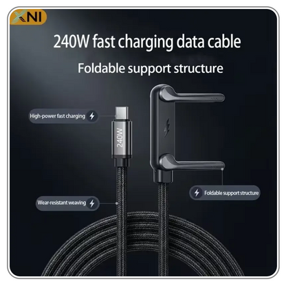 2-in-1 USB-C Charging Cable & Phone Holder (240W)