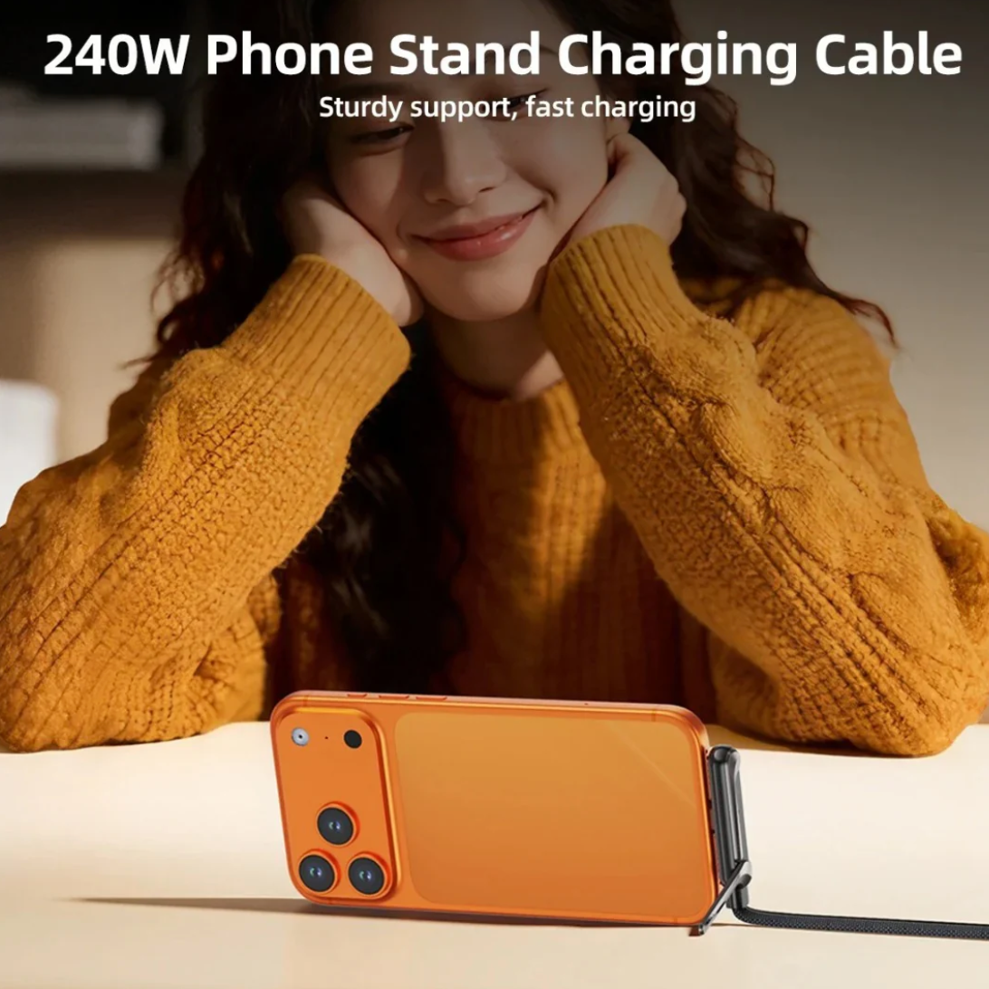 2-in-1 USB-C Charging Cable & Phone Holder (240W)