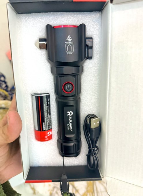 Rechargeable Hammer Safety Torch (1KM Range, 8800mAh)