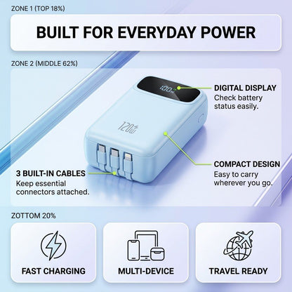 20000 Mah Mini Powerbank 120W Fast Charging